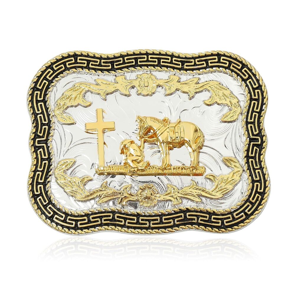 5971 Vintage Belt Buckle Western Cowboy Rodeo Golden Belt Buckles 2# Cross